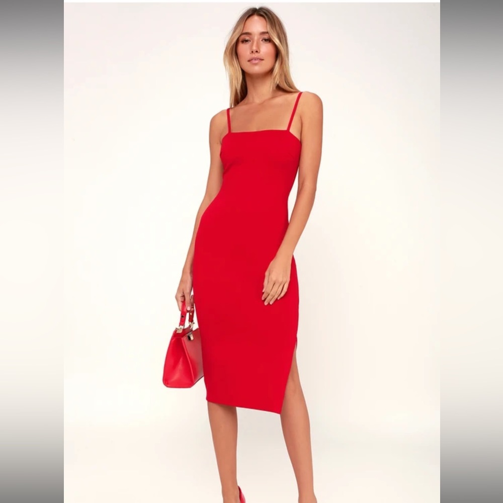 Lulu’s Red Bodycon Midi Dress Cocktail